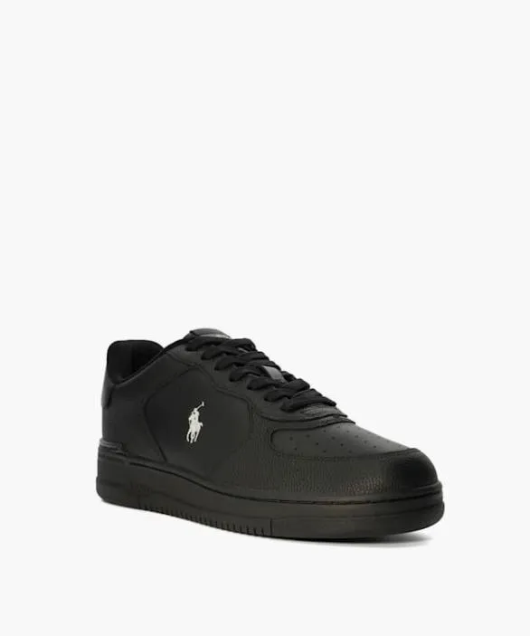 Dune London Black Shoes Men Masters CrtSne Black Leather Trainers Black