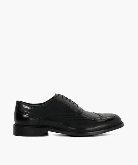 Dune London Black Shoes Men Solihull Black WingTip Brogues Black