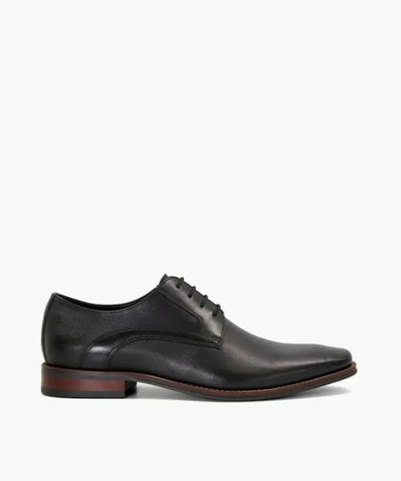 Dune London Black Shoes Men Stoney Black BurnishedToe Derby Shoes Black