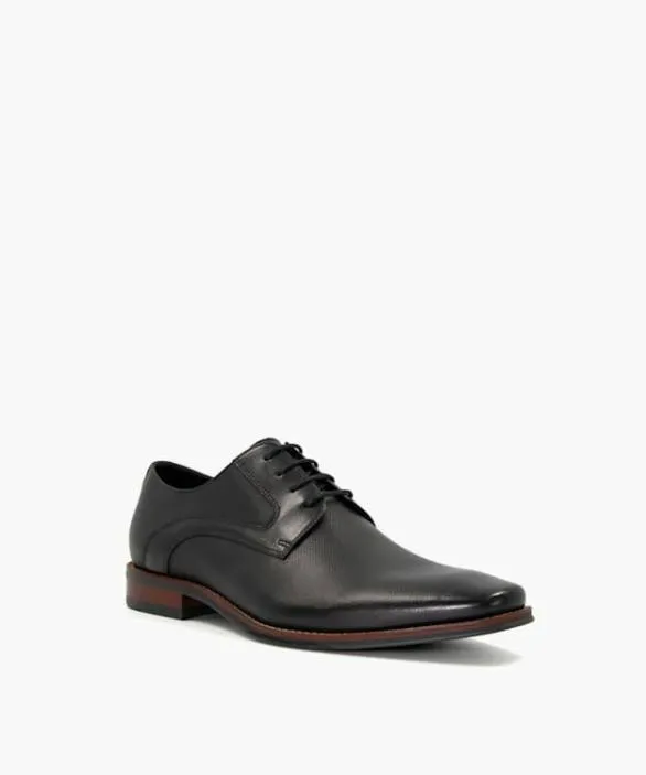 Dune London Black Shoes Men Stoney Black BurnishedToe Derby Shoes Black