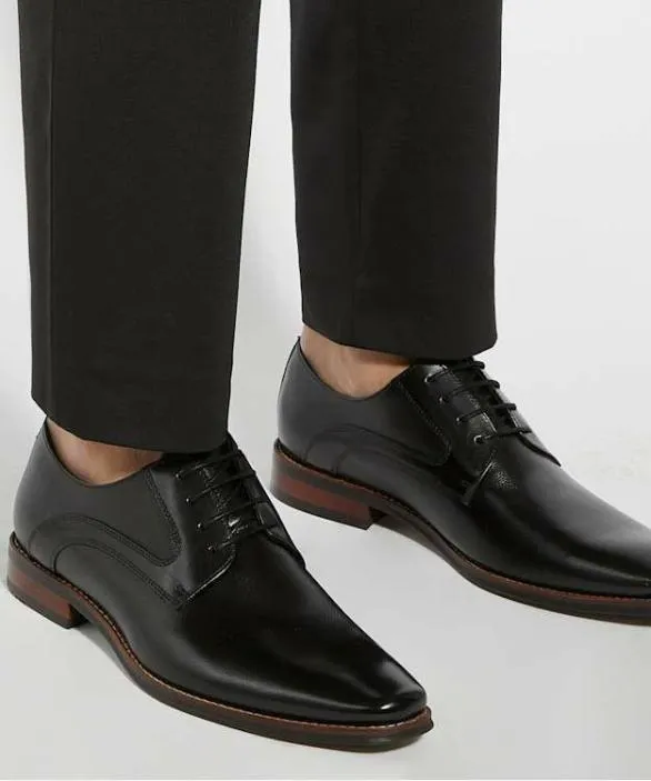 Dune London Black Shoes Men Stoney Black BurnishedToe Derby Shoes Black