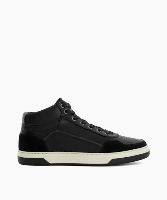 Dune London Black Shoes Men Sydnies Black Contrast Perforated High Top Trainers Black