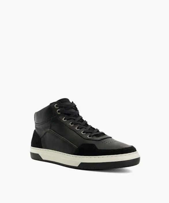 Dune London Black Shoes Men Sydnies Black Contrast Perforated High Top Trainers Black
