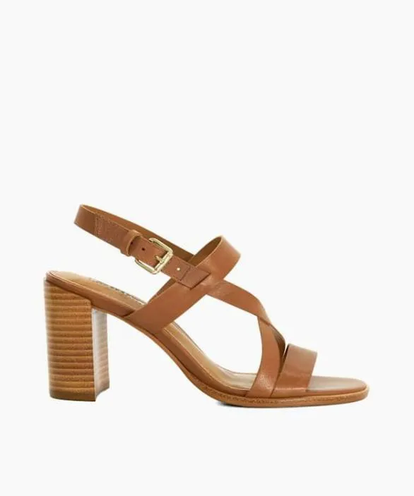 Dune London Block Heeled Sandals Women Juneo Tan Block Heel Strappy Leather Sandals Brown