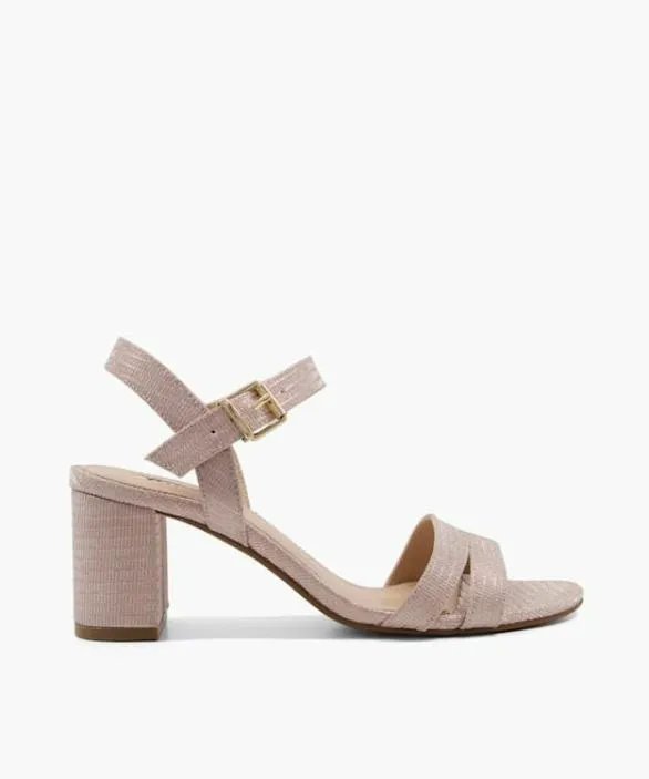 Dune London Block Heeled Sandals Women Merisa Rose Gold Metallic Block Heeled Sandals Metallic Fabric