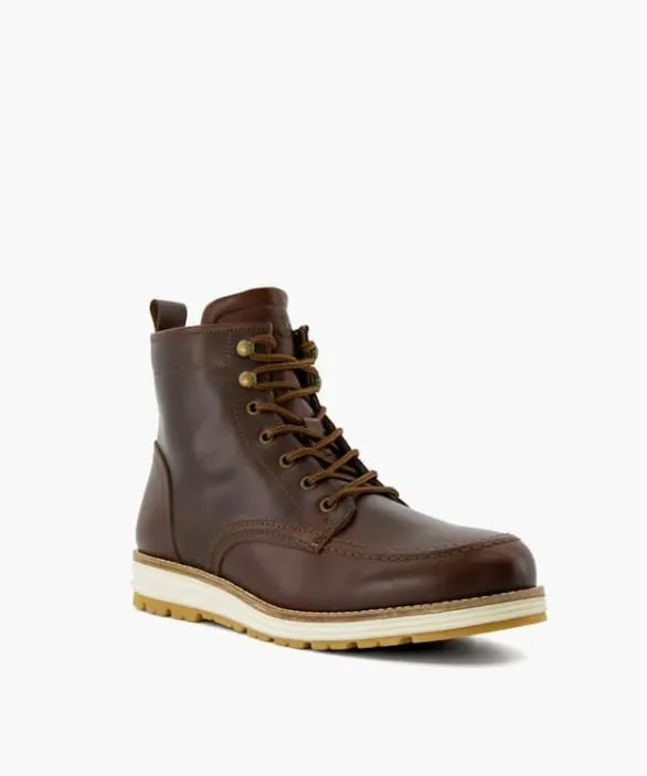 Dune London Brown Boots Men Cranees Dark Brown Leather Hiker Boots Brown