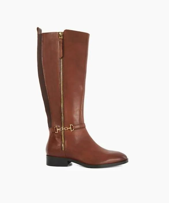 Dune London Brown Boots Women Taylyn Tan Knee High Boots With Signature Buckle Detail Brown Dune London Brown Boots Women Taylyn Tan Knee High Boots With Signature Buckle Detail Brown