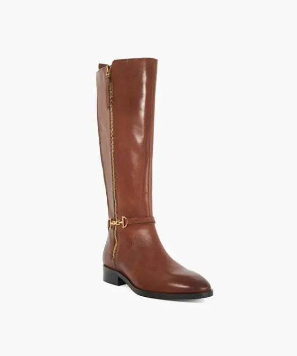 Dune London Brown Boots Women Taylyn Tan Knee High Boots With Signature Buckle Detail Brown