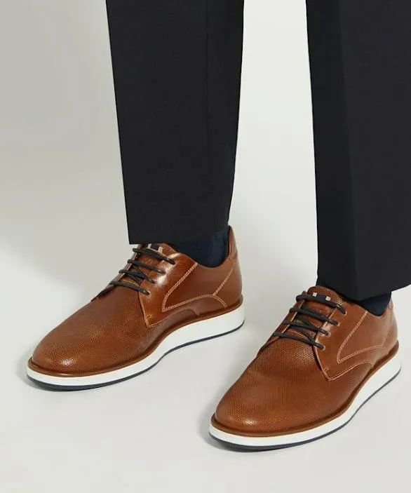 Dune London Brown Shoes Men Beko Tan Perforated Gibson Shoes Brown