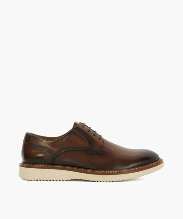 Dune London Brown Shoes Men Blairs Dark Brown Rubber Sole Lace Up Derby Brown