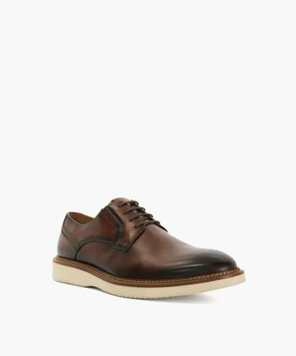 Dune London Brown Shoes Men Blairs Dark Brown Rubber Sole Lace Up Derby Brown