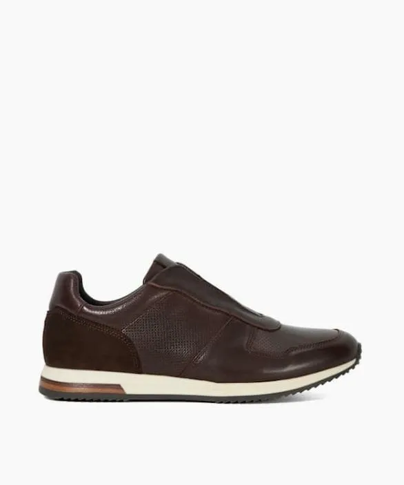 Dune London Brown Shoes Men Trilogy Laceles Brown Laceless Runner Trainers Brown