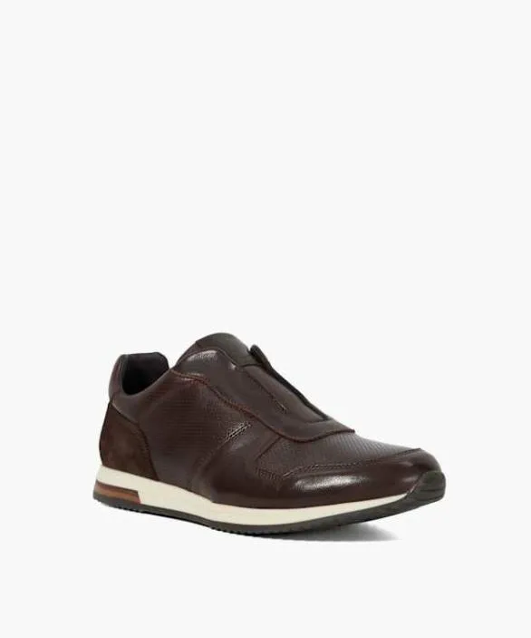 Dune London Brown Shoes Men Trilogy Laceles Brown Laceless Runner Trainers Brown