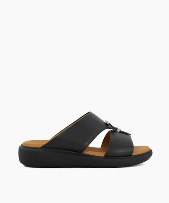 Dune London Casual Sandals Men Harris Black Open Toe Wedge Sole Slip Ons Black