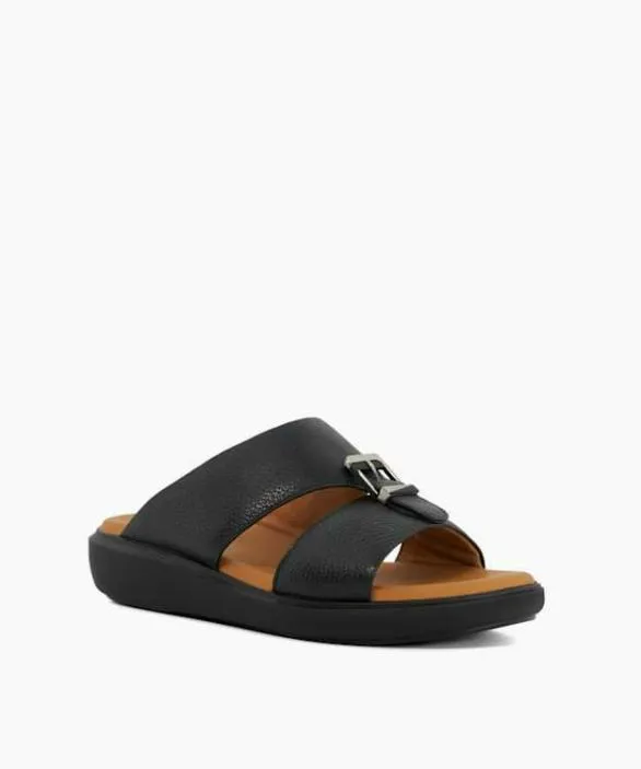 Dune London Casual Sandals Men Harris Black Open Toe Wedge Sole Slip Ons Black