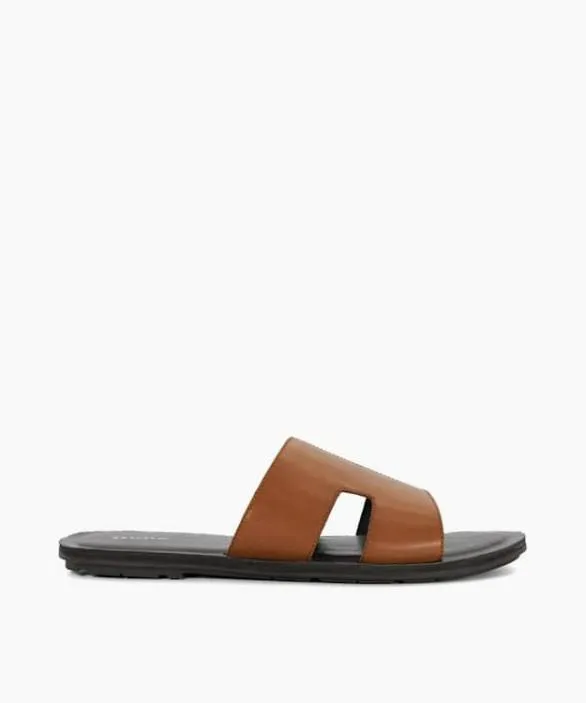 Dune London Casual Sandals Men Ibes Tan Cut Out Detail Sliders Brown
