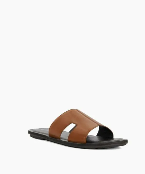 Dune London Casual Sandals Men Ibes Tan Cut Out Detail Sliders Brown