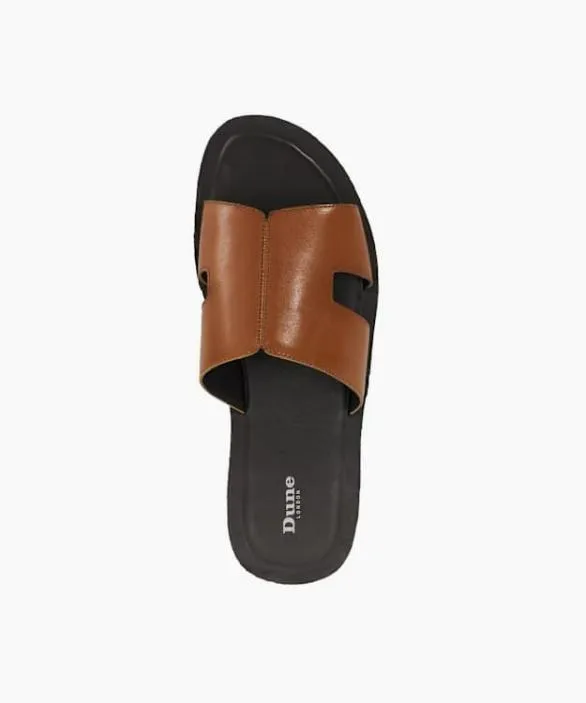 Dune London Casual Sandals Men Ibes Tan Cut Out Detail Sliders Brown