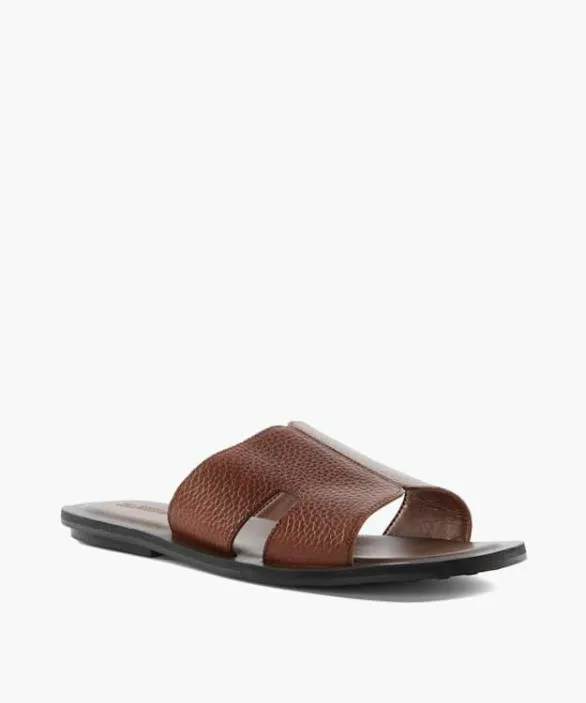 Dune London Casual Sandals Men Initially Tan Flat Leather Sandals Brown