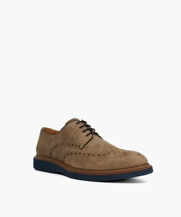 Dune London Casual Shoes Men Benidictus Grey Nubuck LaceUp Brogues Grey