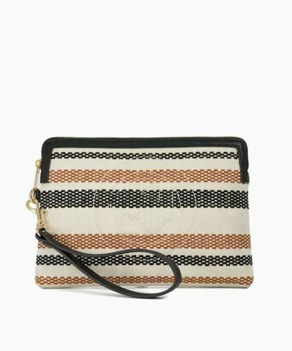 Dune London Clutch Bags Women Slay Tan Canvas Zip Up Wristlet Pouch Brown