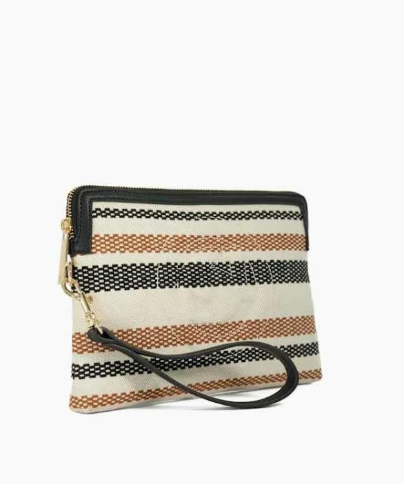 Dune London Clutch Bags Women Slay Tan Canvas Zip Up Wristlet Pouch Brown