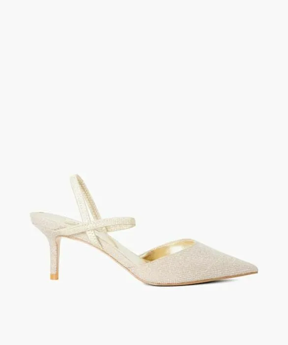 Dune London Court Shoes Women Classical Gold Metallic Slingback Courts Metallic