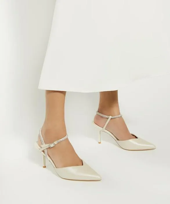Dune London Court Shoes Women Companion Ivory Open Wedding Courts White