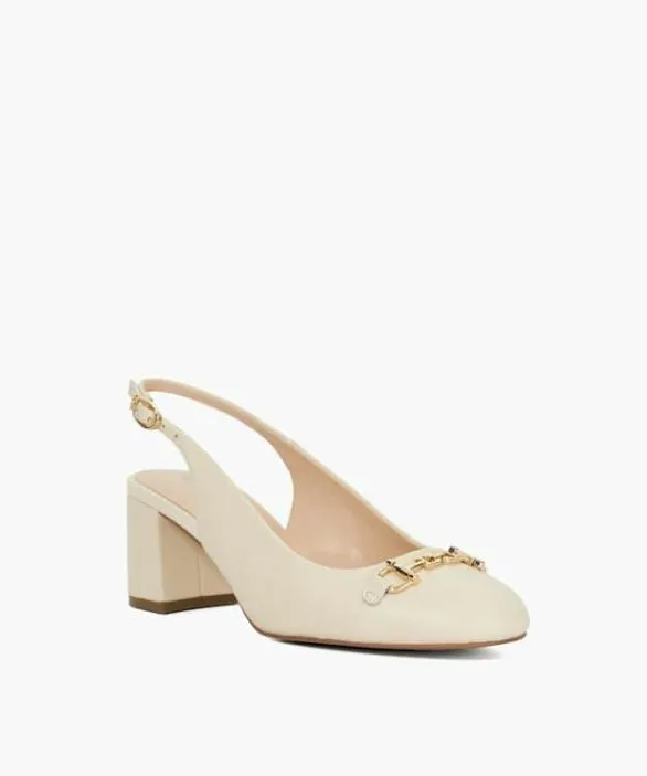 Dune London Court Shoes Women Dreaming Ecru Block Heel Slingback Shoes Neutral
