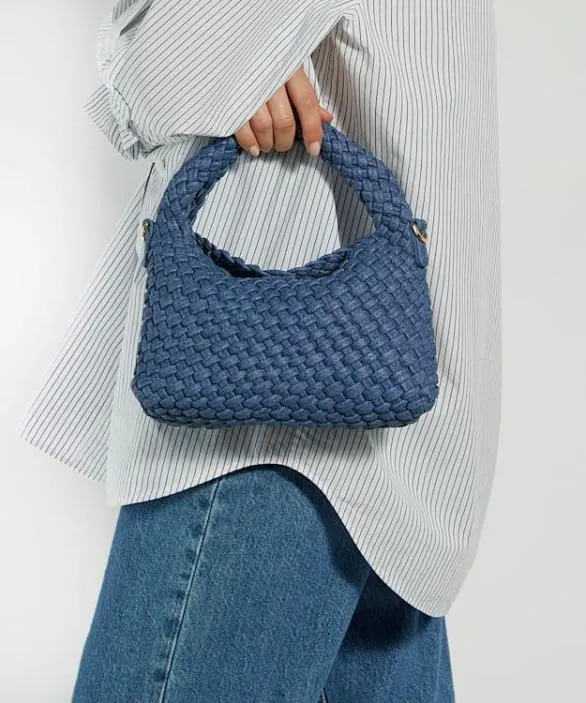 Dune London Deliberate Bags Women Dinkydeliberate Blue Small Woven Shoulder Bag Blue