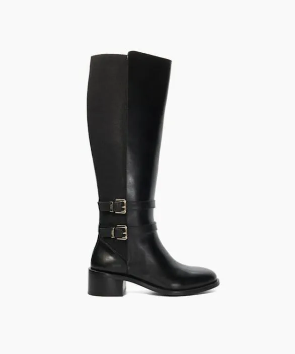 Dune London Flat Boots Women Tatter Black Leather Knee High Riding Boots Black Dune London Flat Boots Women Tatter Black Leather Knee High Riding Boots Black