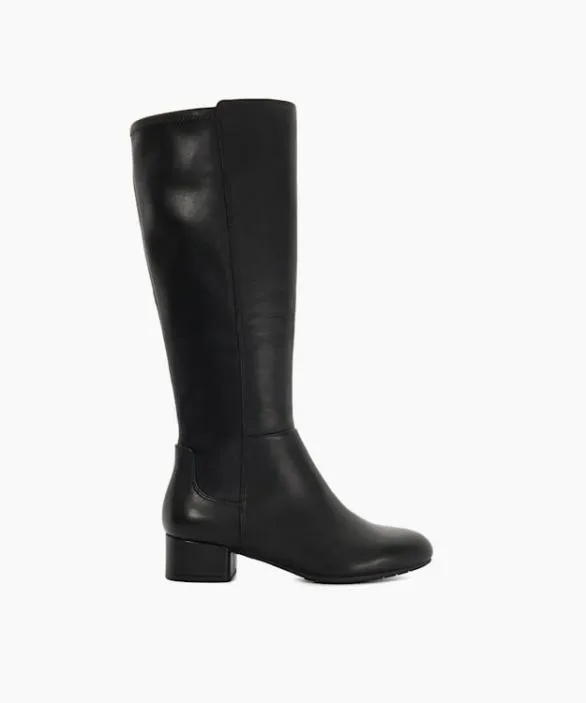 Dune London Flat Boots Women Tayla Black Leather Wide Fit Stretch KneeHigh Boots Black Leather Dune London Flat Boots Women Tayla Black Leather Wide Fit Stretch KneeHigh Boots Black Leather