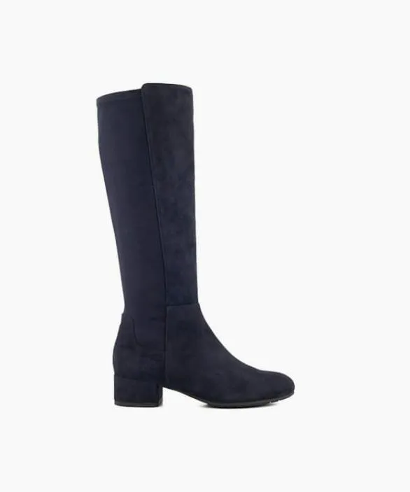 Dune London Flat Boots Women Tayla Navy Stretch KneeHigh Boots Blue
