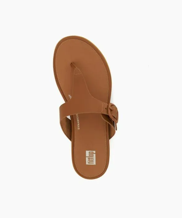 Dune London Flat Sandals Women Gracie Rubber B Tan BuckleDetail Leather ToePost Sandals Brown