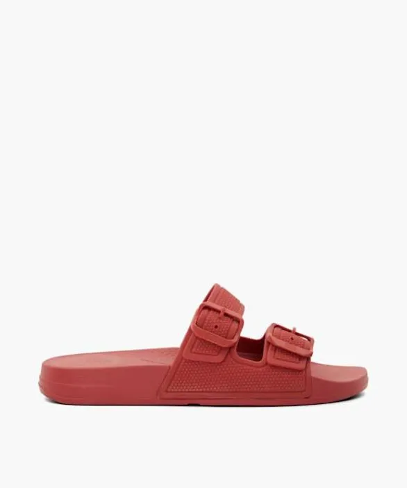 Dune London Flat Sandals Women Iqushion Strap Red Double Buckle Strap Sliders Red