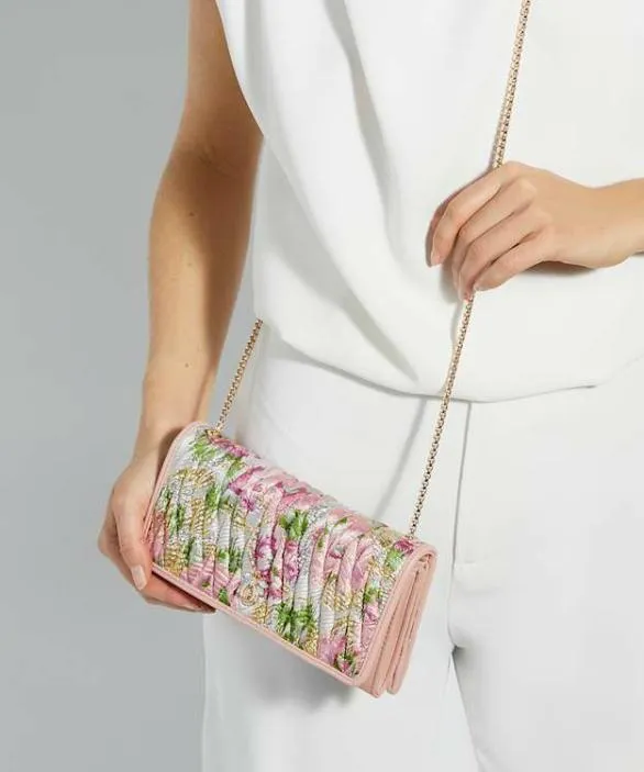 Dune London Handbags Women Strong Pink Quilted Floral Cross Body Bag Pink