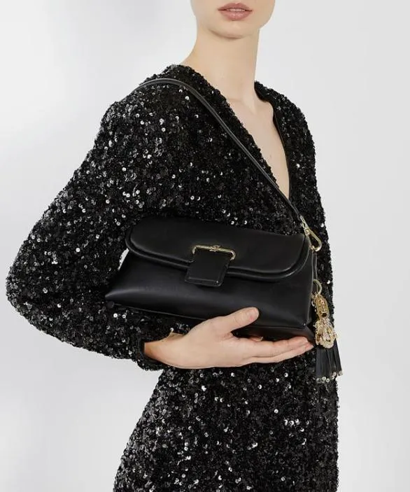 Dune London Leather Bags Women Chelsea Black Leather Shoulder Bag Black Leather