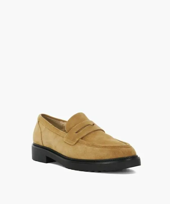 Dune London Loafers Women Garfeld Tan Faux Fur Lined Loafers Brown