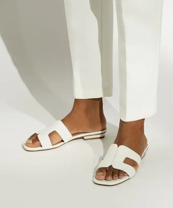 Dune London Loupe Sandals Women Loupe White Wide Fit Smart Slider Sandals White