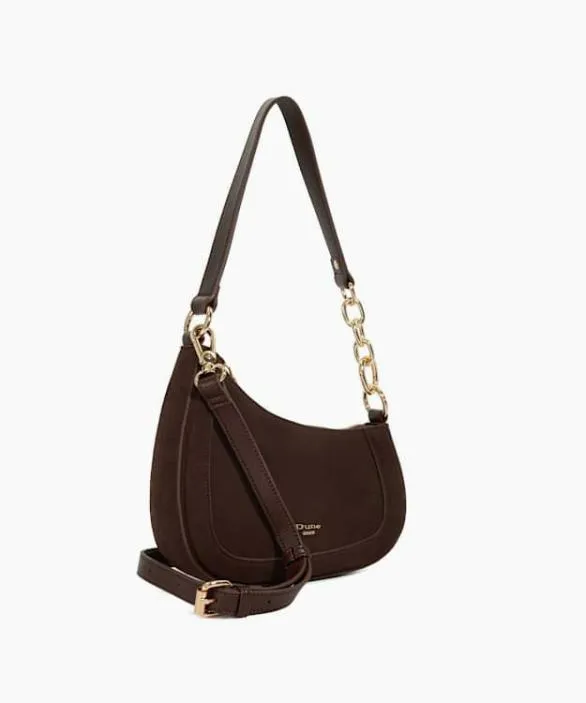Dune London Shoulder Bags Women Direction Dark Brown Asymmetric Chain Detail Shoulder Bag Brown