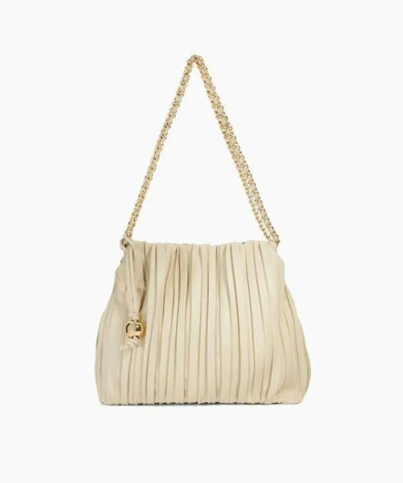 Dune London Shoulder Bags Women Dominic Cream Pleated Chain Handle Bag Yellow Dune London Shoulder Bags Women Dominic Cream Pleated Chain Handle Bag Yellow