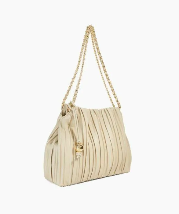Dune London Shoulder Bags Women Dominic Cream Pleated Chain Handle Bag Yellow