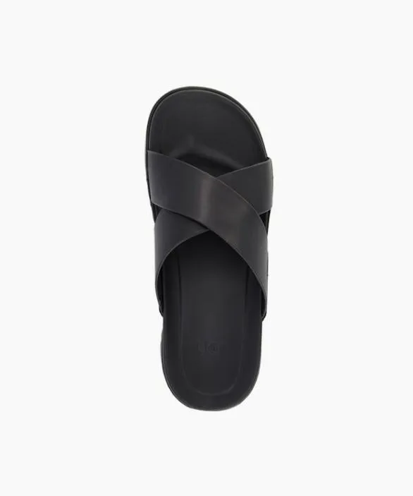 Dune London Sliders Men Wainscott Slide Black Leather Slider Sandals Black