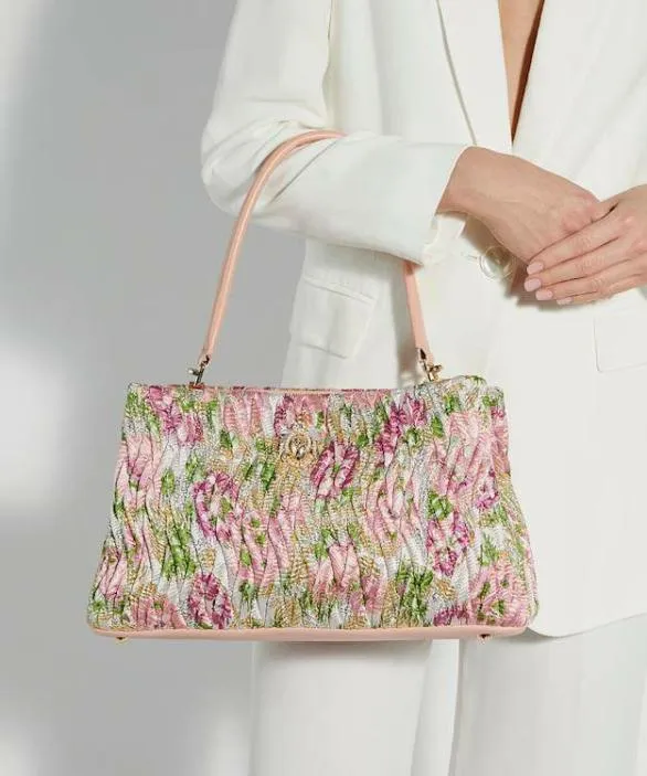 Dune London Tote Bags Women Darla Pink Floral Quilted Dune Bug Embellished Shoulder Bag Black