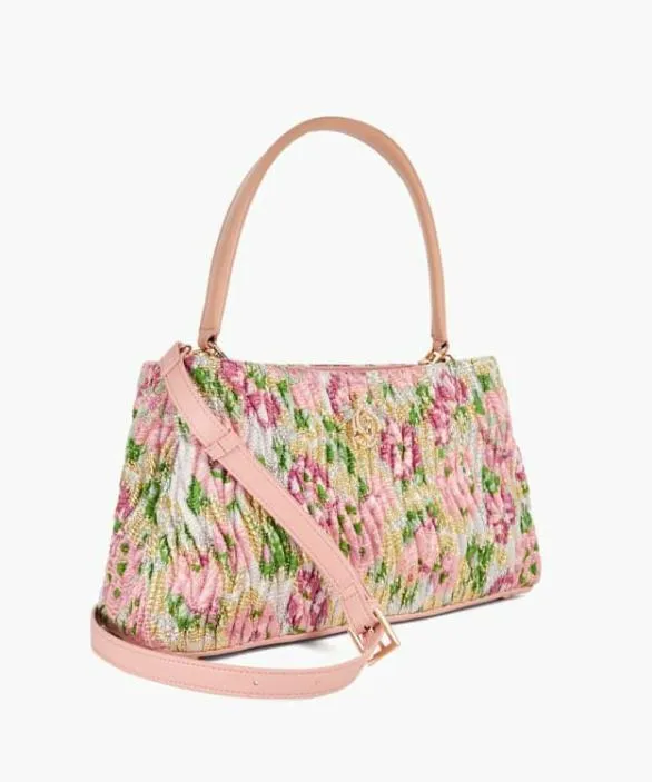 Dune London Tote Bags Women Darla Pink Floral Quilted Dune Bug Embellished Shoulder Bag Black