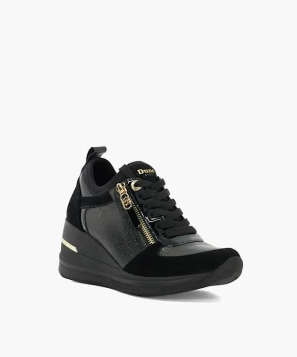 Dune London Trainers Women Eiline 2 Black Lace Up Wedge Trainers Black