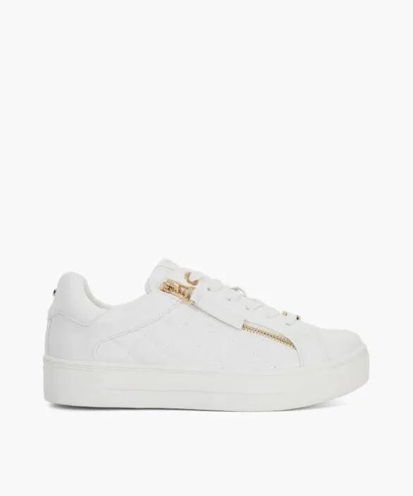 Dune London Trainers Women Eisel White Quilted Flatform Lace Up Trainers White Dune London Trainers Women Eisel White Quilted Flatform Lace Up Trainers White