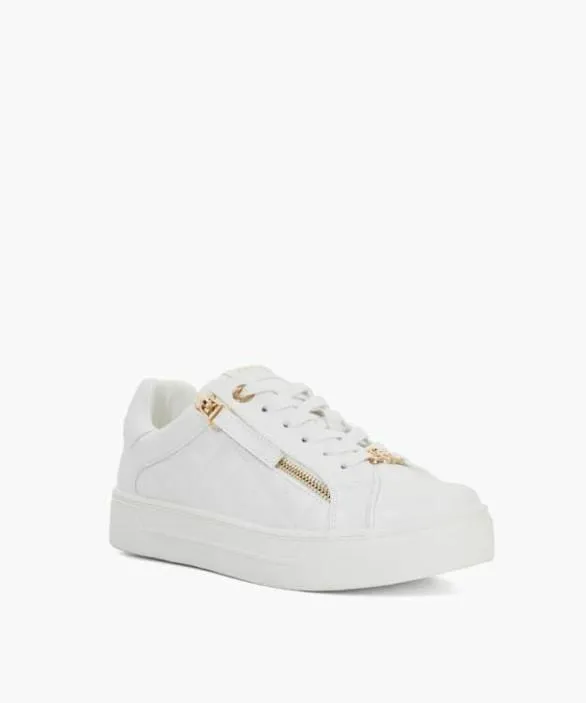 Dune London Trainers Women Eisel White Quilted Flatform Lace Up Trainers White