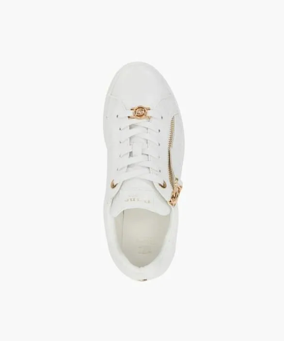 Dune London Trainers Women Eisel White Quilted Flatform Lace Up Trainers White