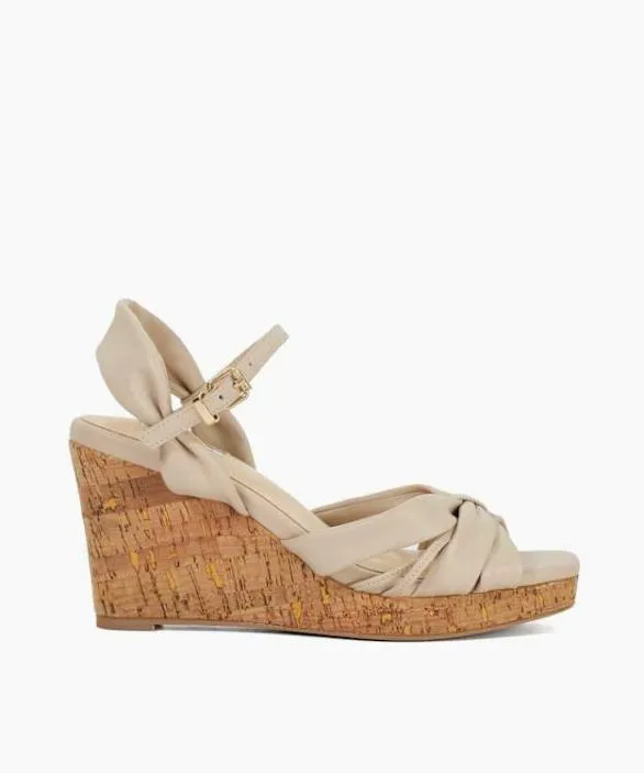 Dune London White Sandals Women Kander Cream Cork Wedge Heel Sandals Neutral